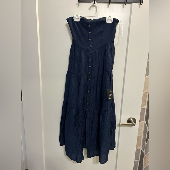 NWT Lulus Sweatness and Sunshine Navy Strapless Midi Dress - Picture 2 of 10